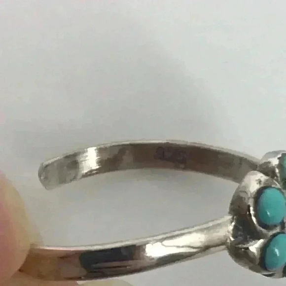 925 STERLING SILVER BEADED FLOWER ADJUSTABLE OPEN TOE RING SIZE XS - Picture 10 of 12